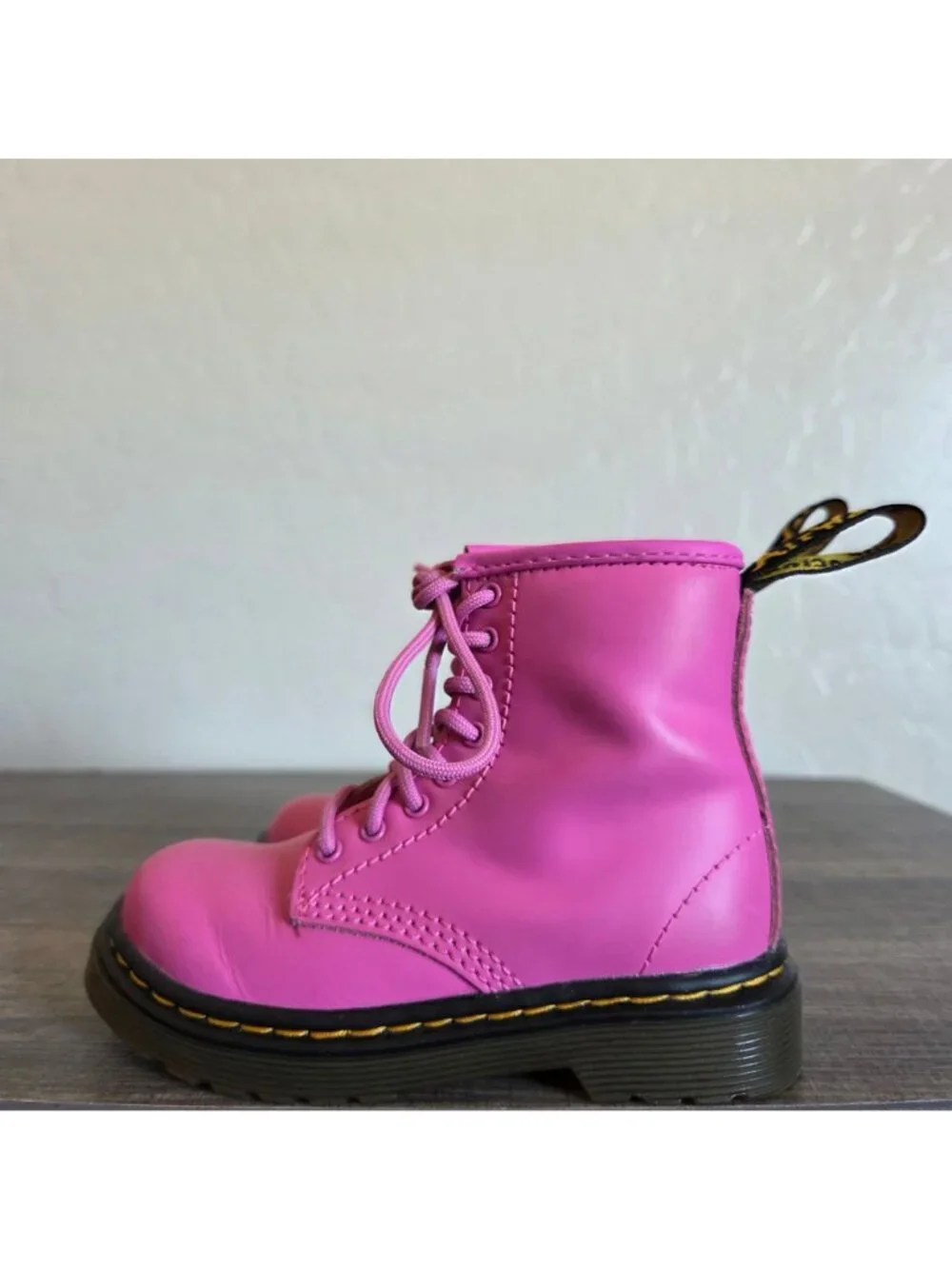 Dr. Martens Kids 1460 Combat Ankle Boots Thrift Pink Toddlers 7 Lace-Up Side Zip
